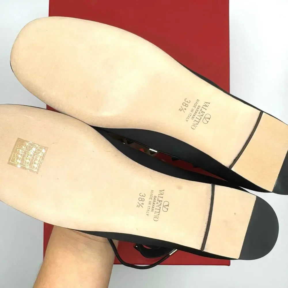 Valentino Garavani Black Gold Rockstud Ballerina Flats EU 38.5